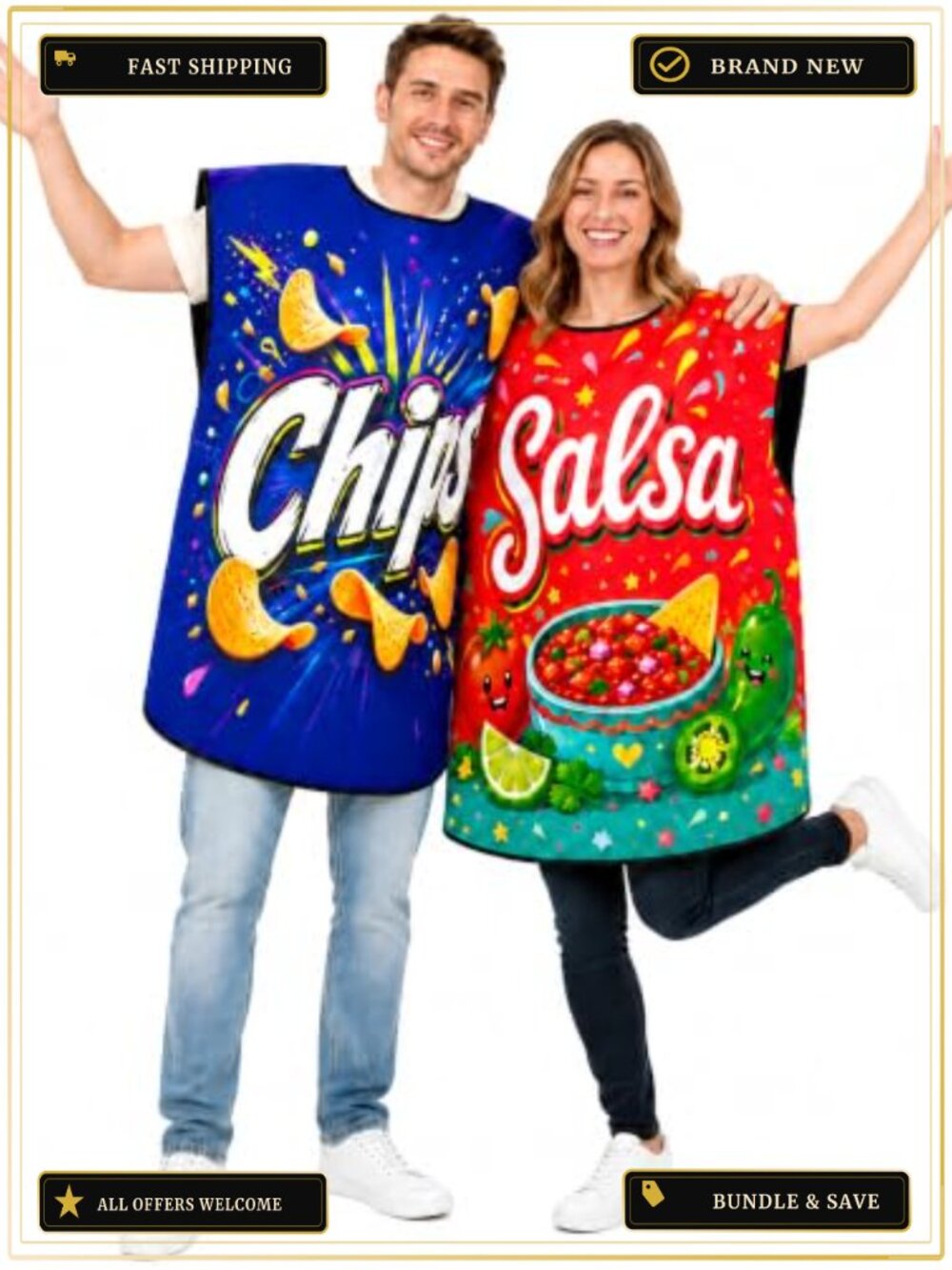 2 Pc Chips and Salsa Food Costume Set Adult Couple Halloween Outfits